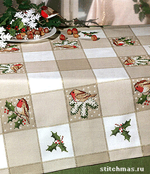 вышитая скатерть Robins Checked Cross Stitch Tablecloth от Rico